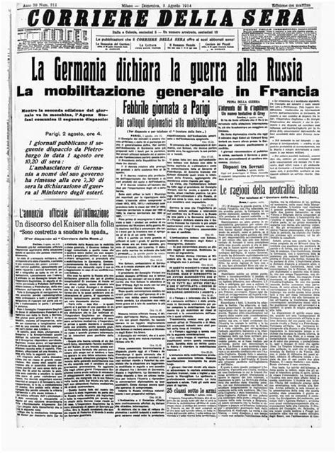 Agosto 1914 Scoppia La Grande Guerra Corriereit