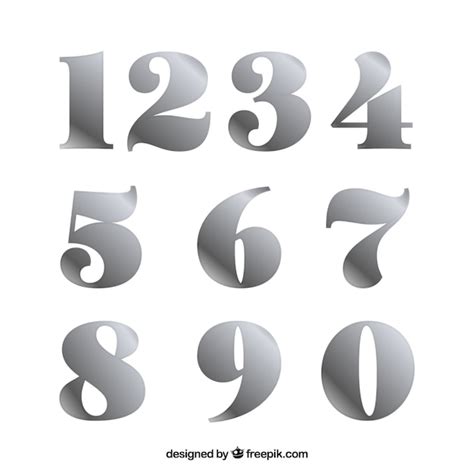 Free Vector Number Collection With Silver Style