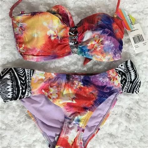 Raisins Swim Raisins Multi Floral Color Anya Bandeau Bikini Set Poshmark