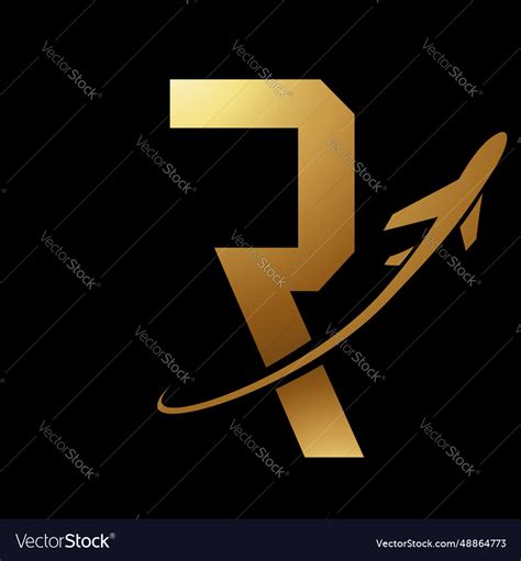 Glossy Gold And Black Futuristic Letter R Icon Vector Image