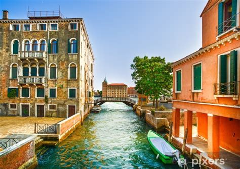 Wall Mural Venice Cityscape Boats Water Canal Bridge And Traditional