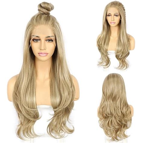 Amazon SAPPHIREWIGS Blonde Lace Front Wig Long Wavy Wigs For Women Highlight Ash Blonde