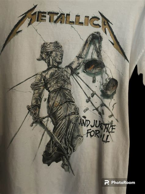 Vintage Metallica And Justice For All White Tee Shirt Gem