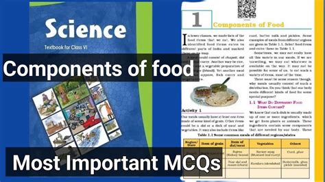 Class 6th NCERT Science First Chapter Components Of Food 10 Most