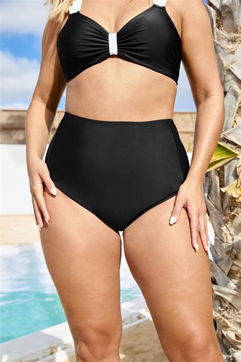 Plus Size Black Super High Waisted Tummy Control Bikini Briefs Yours Clothing