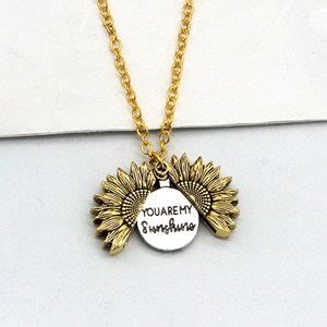 You Are My Sunshine Sunflower Necklace Sunflower Pendant Etsy