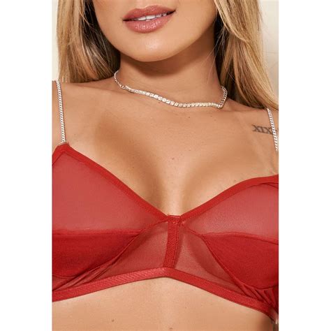 Conjunto Sexy Sem Bojo Transparente Vermelho D Compra Facil Lingerie