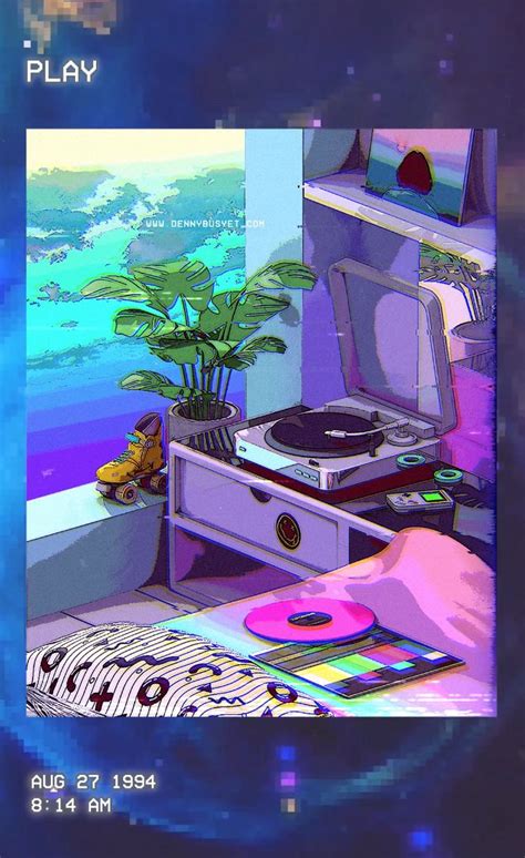 a record player sitting on top of a table next to a plant in a pot