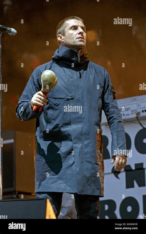 Liam Gallagher live onstage during a solo set. Liam Gallagher live ...
