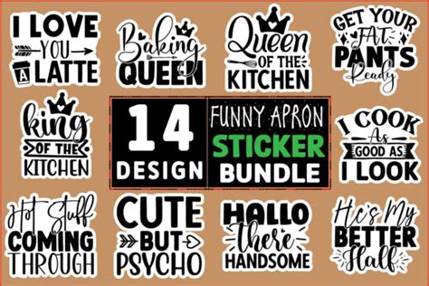 Funny Apron Stickers Design Bundle Graphic By Svg Print Design · Creative Fabrica