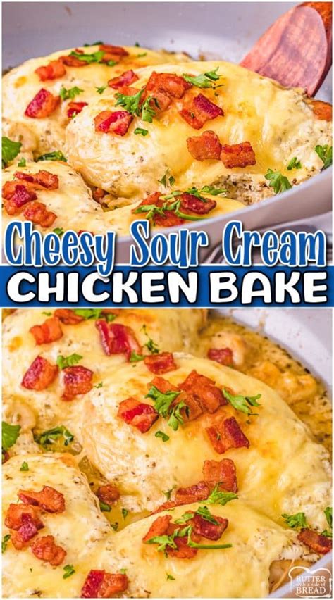 Cheesy Sour Cream Chicken Butter With A Side Of Bread
