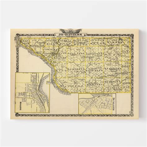 Vintage Map Of Jo Daviess County Illinois 1876 By Teds Vintage Art