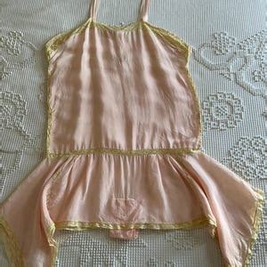 Vintage 1920s Pink Silk Chemise Step In Lingerie One Piece Etsy