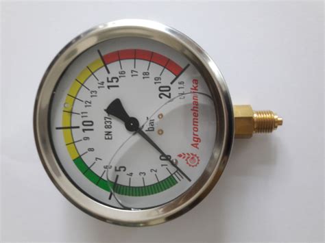 Manometr 20 bar, Agromehanika, o100mm, nerezový, závit G 1/4", spodní ...