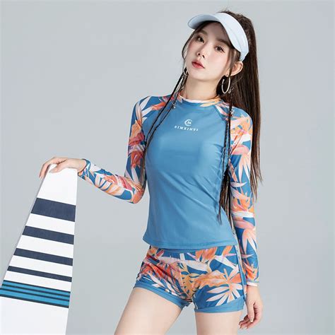 Sẵn Bikini Bộ Đồ bơi nữ kín đáo áo tắm hai mảnh dài tay cá tính chất thun lạnh hàn quốc quần