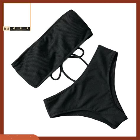 Chest Pad Bikini Women Two Piece Swimsuit Sexy Bandeau Strapless Bikini