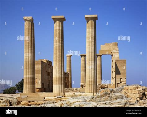Acropolis In Lindos Doric Temple Of Athena Lindia Rhodes Island