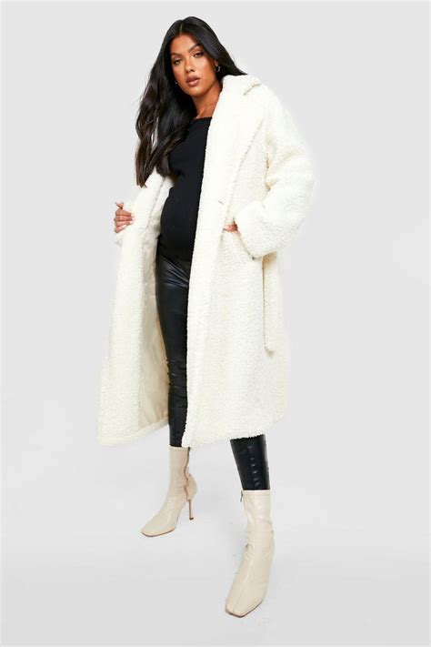 Maternity Oversized Teddy Faux Fur Coat Boohoo Uk