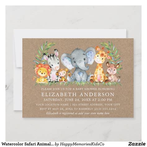 Rustic Safari Jungle Girl Baby Shower By Mail Invitation Zazzle Artofit