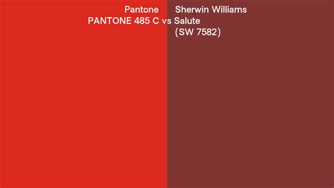 Pantone 485 C Vs Sherwin Williams Salute SW 7582 Side By Side Comparison