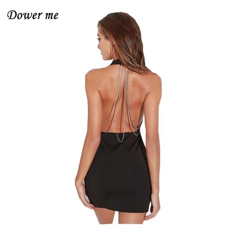 Fashion Spaghetti Strap Halter Women Party Dress Sexy Big Backless