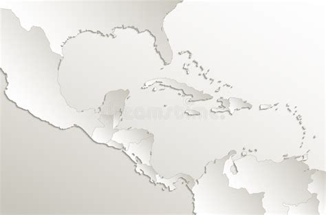 Caribbean Islands Central America Map Card Paper 3D Natural Blank Stock ...