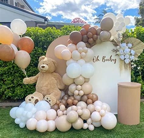 Pcs Brown Nude Cream Neutral Boho Safari Teddy Bear Balloons Balloo Gender Reveal Baby
