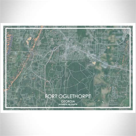 Fort Oglethorpe Georgia Map Print In Afternoon — Jace Maps