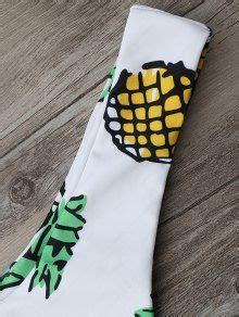 Pineapple Print Thong Bottom Bikini Set In WHITE ZAFUL