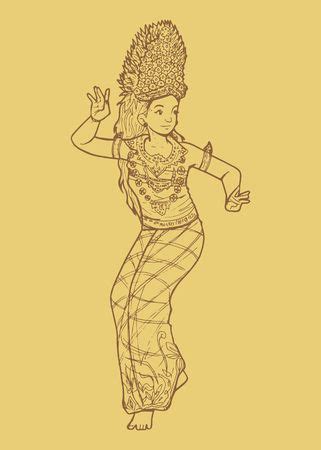 Line Art Illustration Of Traditional West Sumatra Indonesian Dance Tari