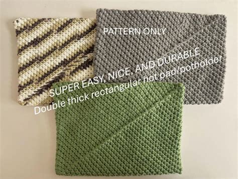 Super Easy Double Thick Hot Pad Potholder Crochet Pattern Only Etsy