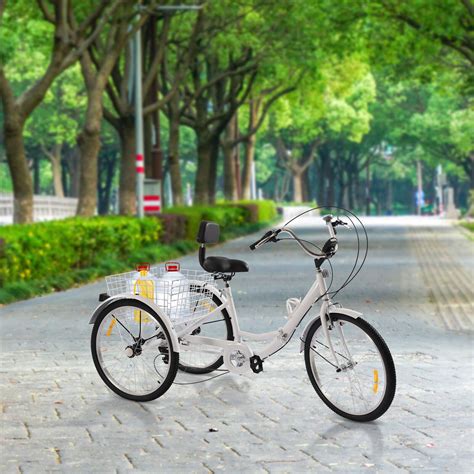 folding adult tricycle   speed  wheel bike  shopping basket