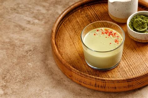 Premium Photo One Matcha Tea Panna Cotta Dessert With Decor In A