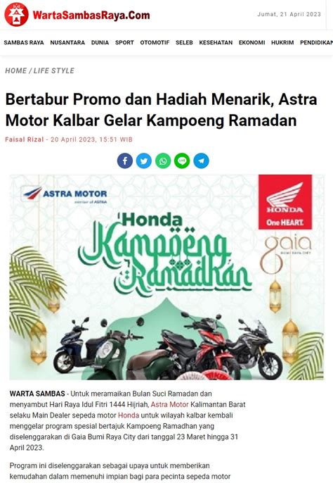 Bertabur Promo Dan Hadiah Menarik Astra Motor Kalbar Gelar Kampoeng