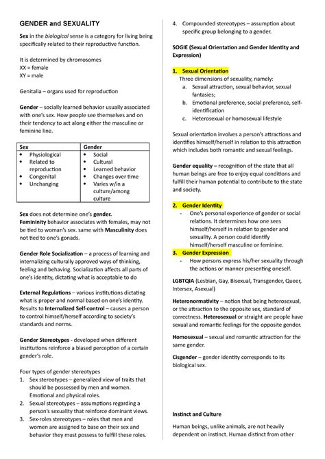 Gender And Sexuality GENDER And SEXUALITY Sex In The Biological Sense Is A Category For