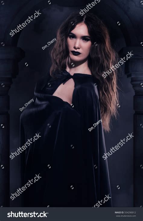 Beautiful Naked Gothic Girl Black Cloak Stock Photo 554290012 Shutterstock