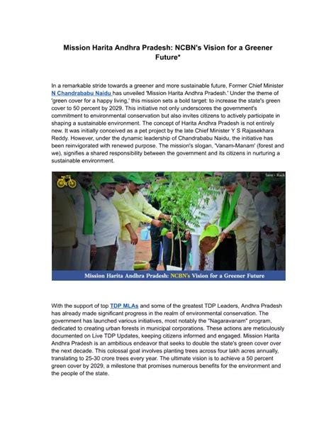 Ppt Mission Harita Andhra Pradesh Ncbn S Vision For A Greener Future