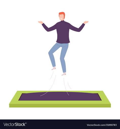 Happy Man Bouncing On Trampoline Active Healthy Vector Image