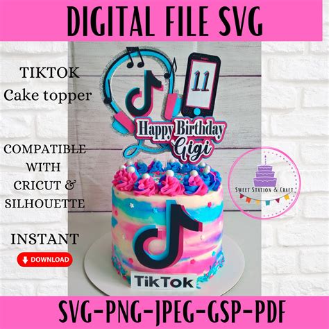 Tiktok Cake Topper SVG Etsy