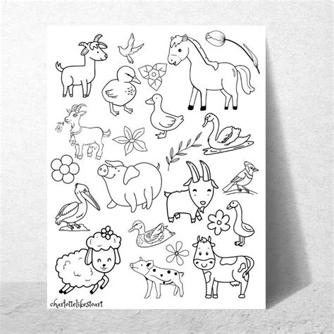 printable colouring sheets instant    kids animals
