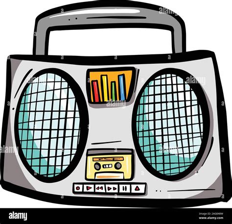 Cartoon Retro Boom Box Stereo Tape Vector Logo Illustration Stock ...