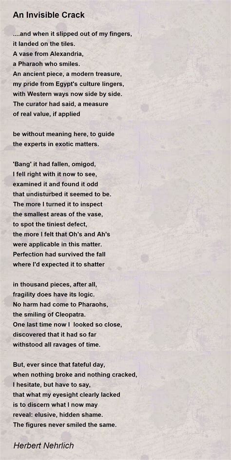 An Invisible Crack An Invisible Crack Poem By Herbert Nehrlich