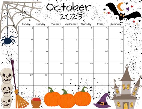 Editable October 2023 Calendar Halloween Printable Planner Etsy