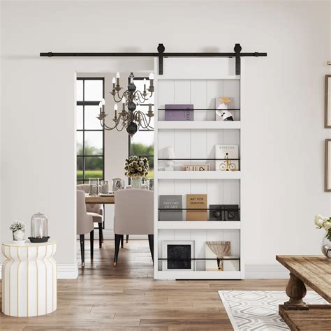 Sliding Barn Door 36 x 84, Single Bookshelf Doors with Sliding Hardware
