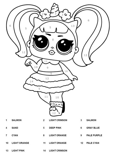 Lol Doll Color By Number Coloring Page Free Printable Coloring Pages