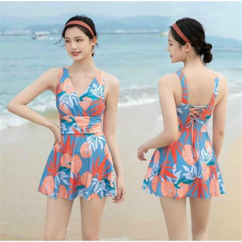 MS310 SIZE M L XL Đồ Bơi Nữ Bikini Lanbishop Liền Thân đan dây LƯNG Váy Xòe Hoa LanbI