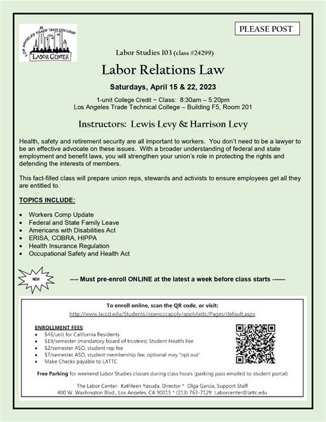 Trade Tech Labor Studies Program “Updates on Labor Law”