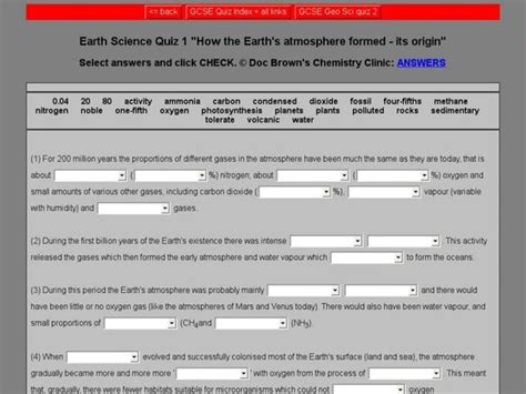 How The Earths Atmosphere Formed Its Origin Worksheet For 9th 12th