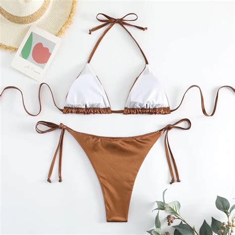 Alibaba New Hot Sex Brazil Bikini Swimsuit Women S Thong Two Piece Solid Mini Push Up