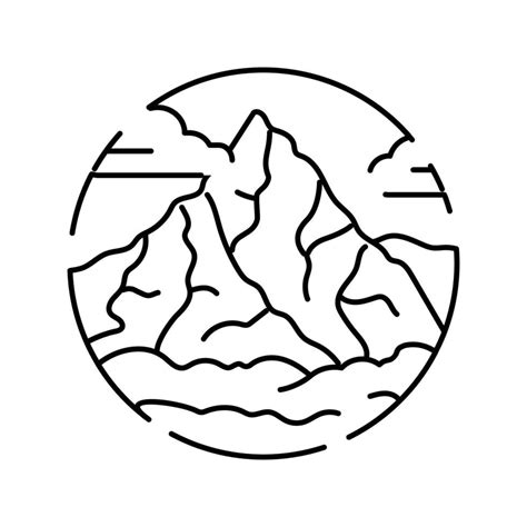 Hiking Mountain Landscape Line Icon Vector Illustration 21143401 Vector